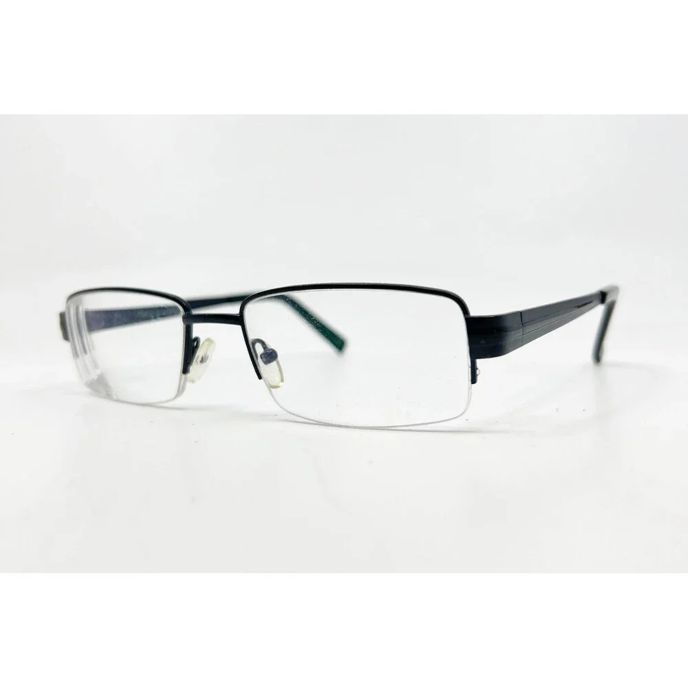 Legacy Eyeglasses Mens Black Rectangular Semi-Rimless MR1001 BK 54-18-140